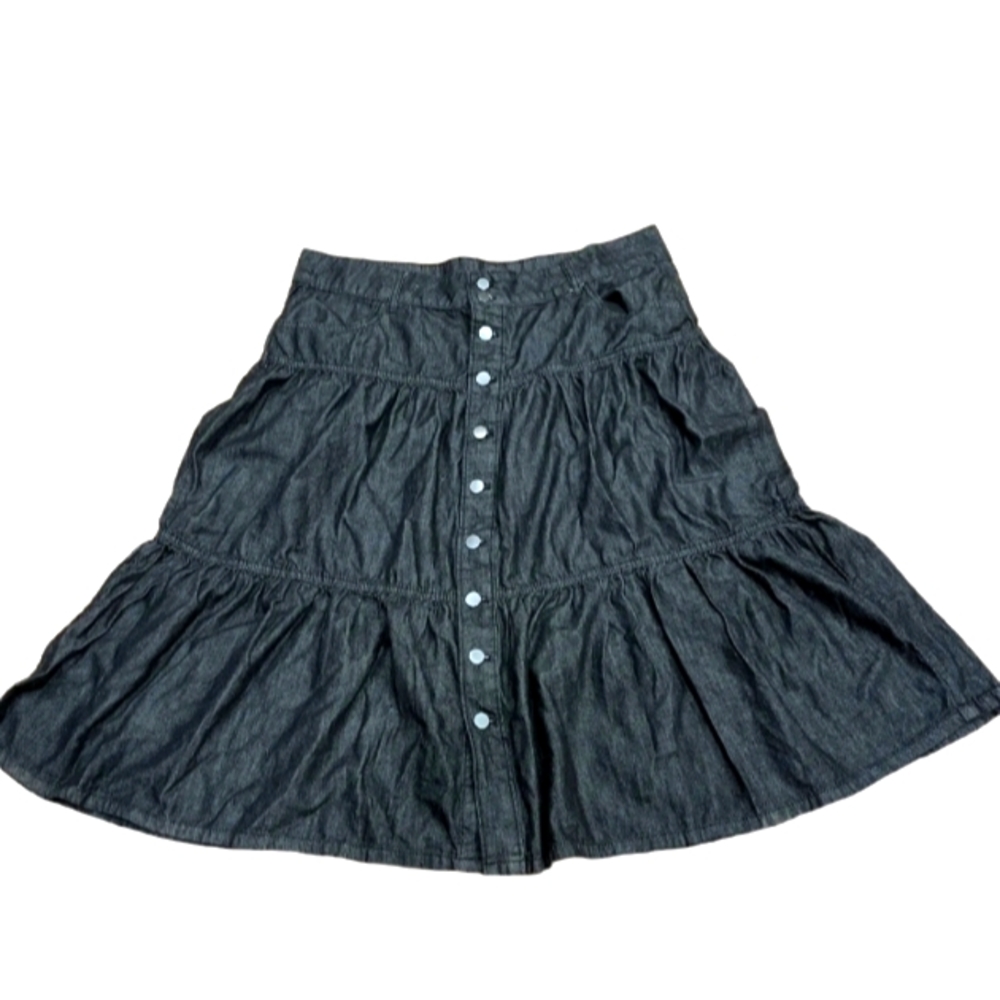 Time and Tru size 8 black tiered skirt NWT denim cotton